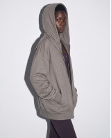 Ζακέτα φούτερ χνούδι oversized με κουκούλα dark grey