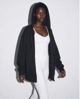 Ζακέτα φούτερ χνούδι oversized με κουκούλα black