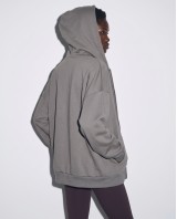 Ζακέτα φούτερ χνούδι oversized με κουκούλα dark grey
