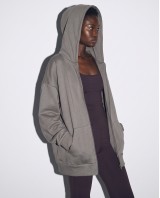 Ζακέτα φούτερ χνούδι oversized με κουκούλα dark grey