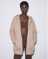 Ζακέτα φούτερ χνούδι oversized με κουκούλα sand beige
