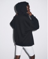 Ζακέτα φούτερ χνούδι oversized με κουκούλα black
