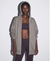 Ζακέτα φούτερ χνούδι oversized με κουκούλα dark grey