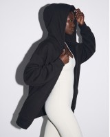 Ζακέτα φούτερ χνούδι oversized με κουκούλα black