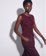 Αμάνικο πλεκτό γιλέκο με κουμπιά "Frog" burgundy 