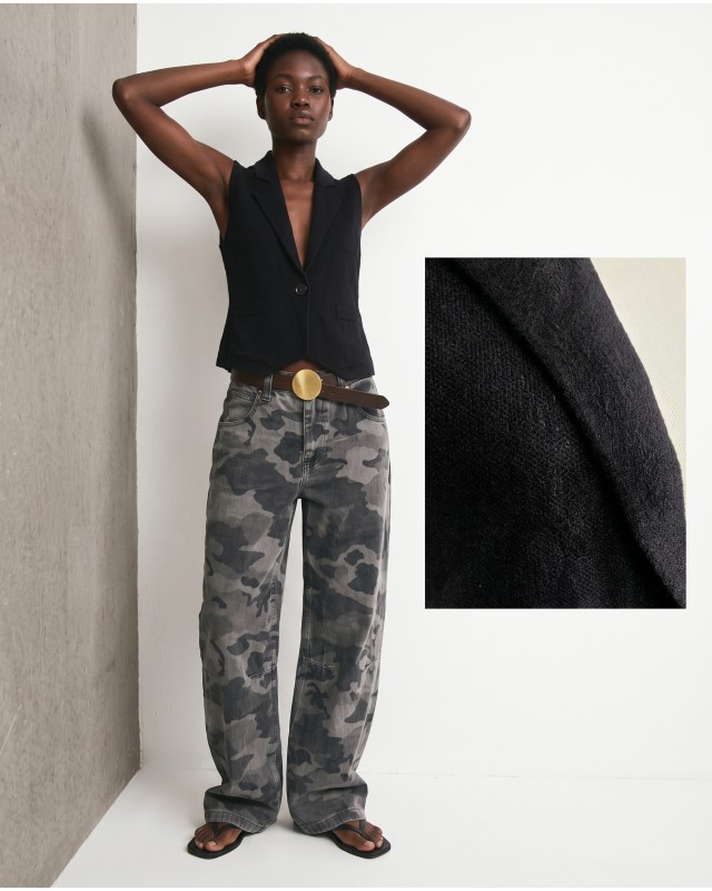 Knit Blazer Vest - black