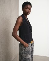 Knit Blazer Vest - black