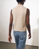 Knit Blazer Vest - cream