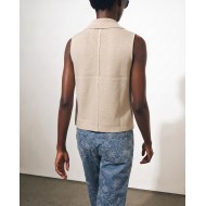Knit Blazer Vest - cream
