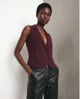 Knit Blazer Vest - burgundy