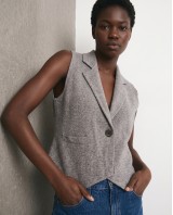 Knit Blazer Vest - grey