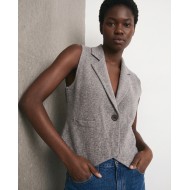 Knit Blazer Vest - grey