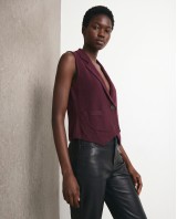 Knit Blazer Vest - burgundy