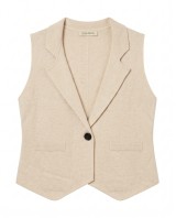 Knit Blazer Vest - cream