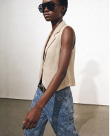 Knit Blazer Vest - cream