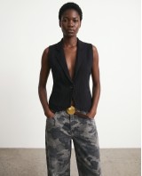 Knit Blazer Vest - black