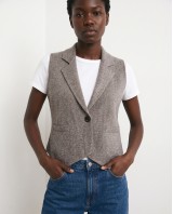 Knit Blazer Vest - grey