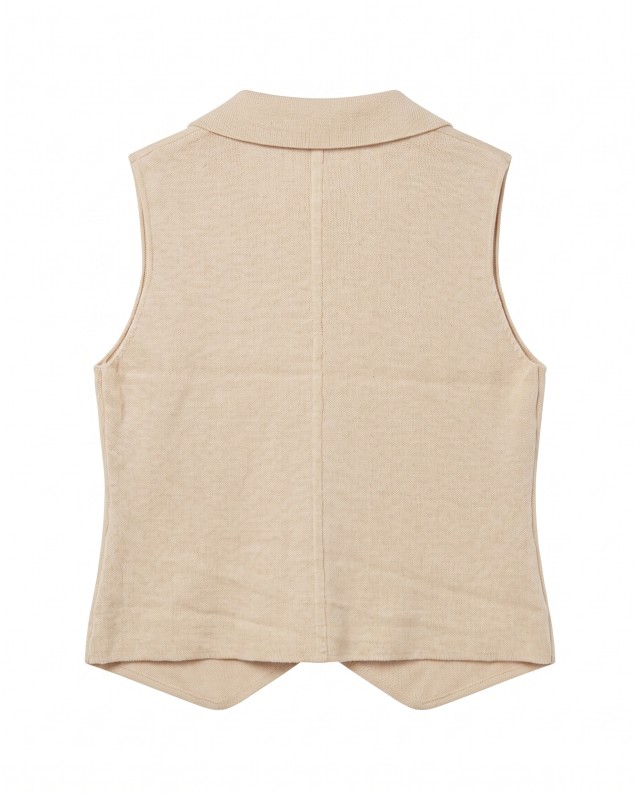 Knit Blazer Vest - cream