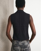 Knit Blazer Vest - black