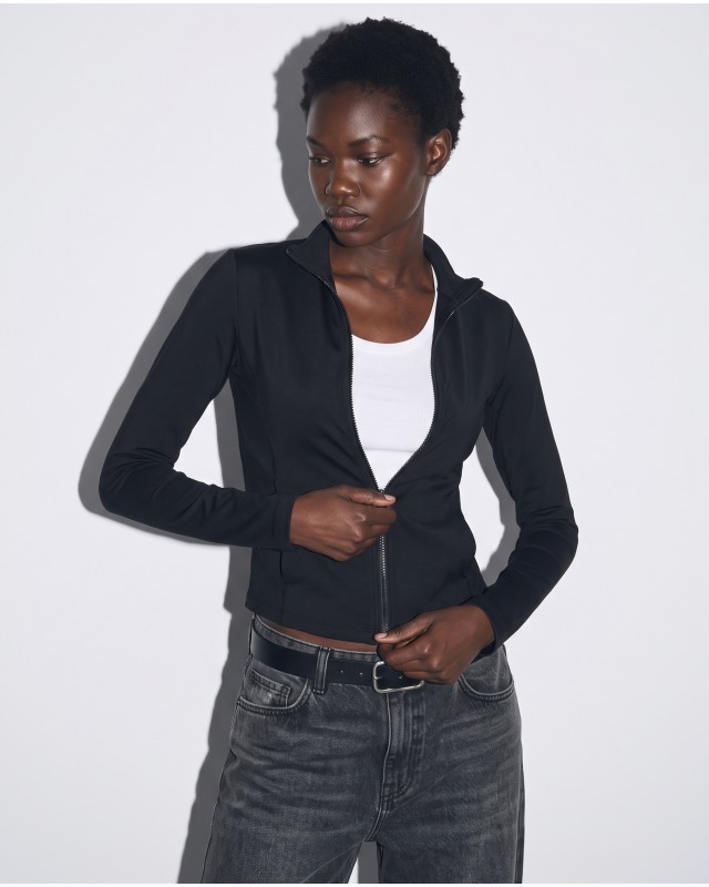 Slim-Fit Crop Ζακέτα - black