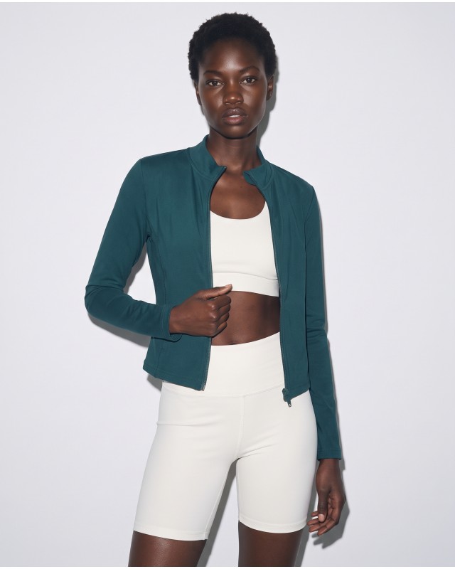 Slim-Fit Crop Ζακέτα - deep teal 