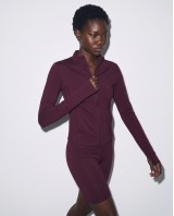 Slim-Fit Crop Ζακέτα - dark plum