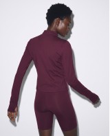 Slim-Fit Crop Ζακέτα - dark plum