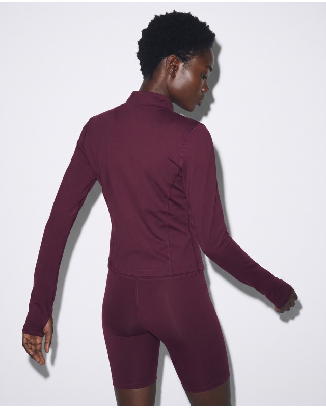 Slim-Fit Crop Ζακέτα - dark plum