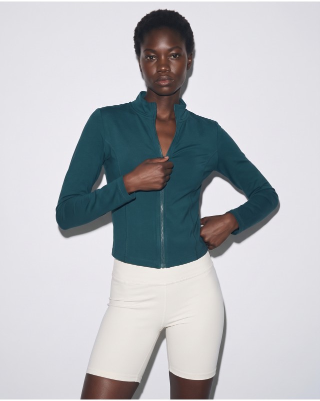 Slim-Fit Crop Ζακέτα - deep teal 