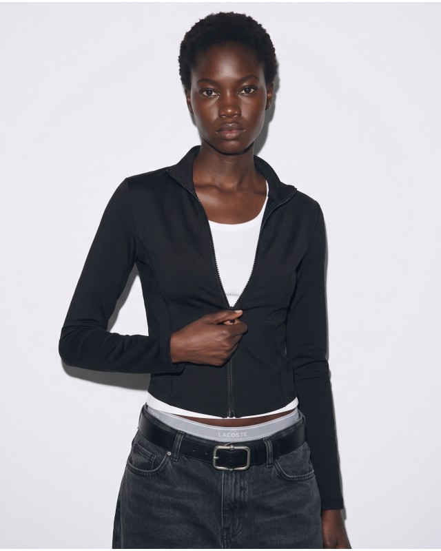 Slim-Fit Crop Ζακέτα - black