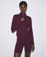Slim-Fit Crop Ζακέτα - dark plum