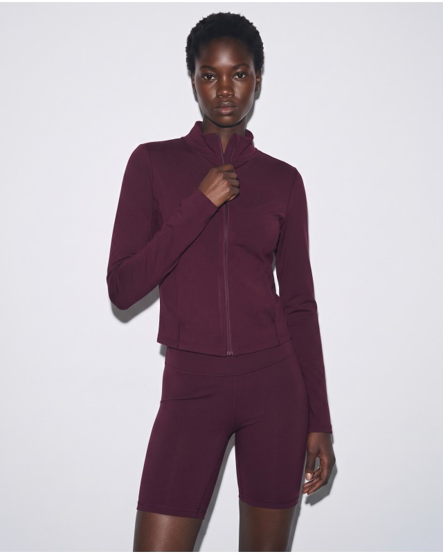 Slim-Fit Crop Ζακέτα - dark plum