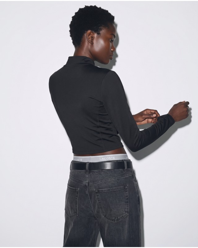 Slim-Fit Crop Ζακέτα - black
