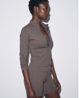 Slim-Fit Crop Ζακέτα - mocha