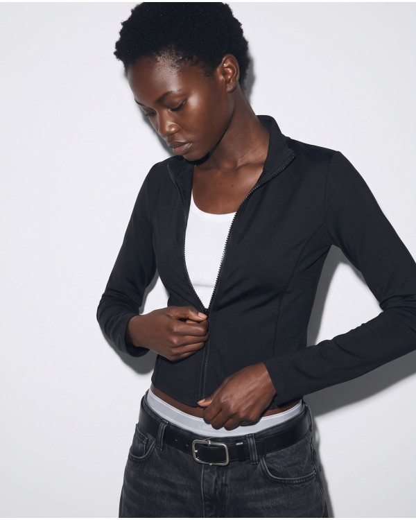 Slim-Fit Crop Ζακέτα - deep teal 