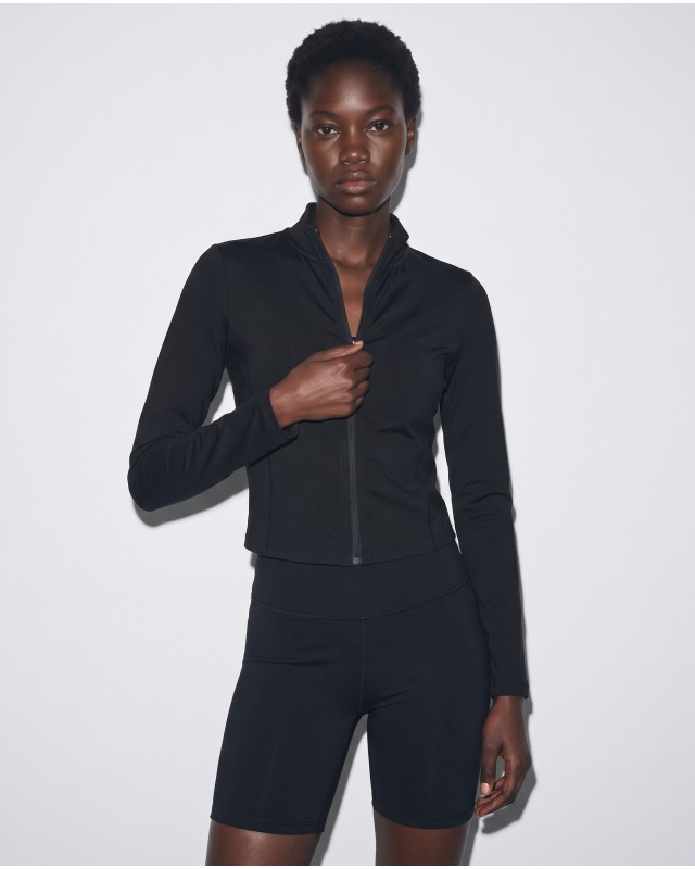 Slim-Fit Crop Ζακέτα - black