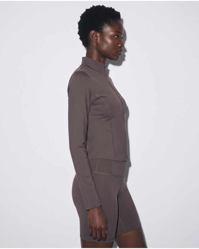 Slim-Fit Crop Ζακέτα - mocha