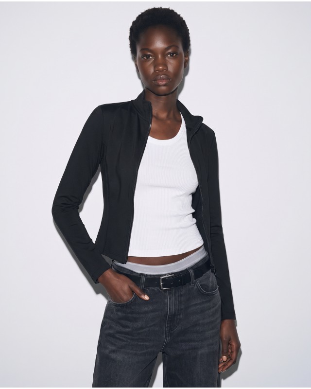 Slim-Fit Crop Ζακέτα - black