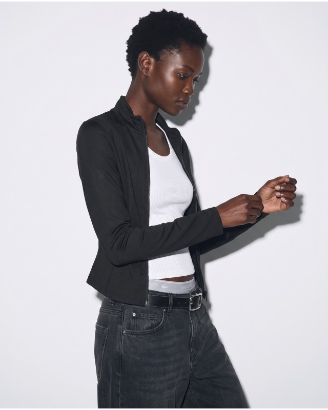 Slim-Fit Crop Ζακέτα - black