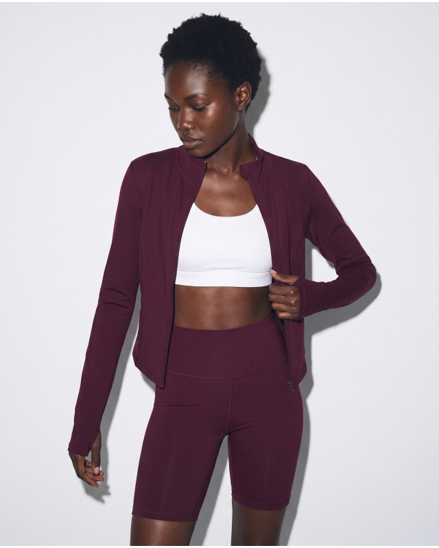 Slim-Fit Crop Ζακέτα - dark plum