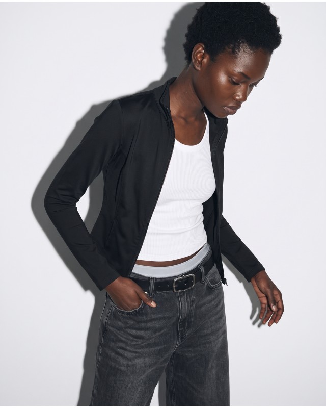 Slim-Fit Crop Ζακέτα - black