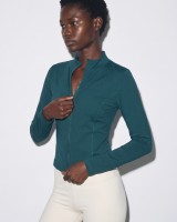Slim-Fit Crop Ζακέτα - deep teal 
