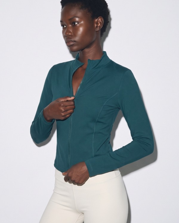 Slim-Fit Crop Ζακέτα - deep teal 