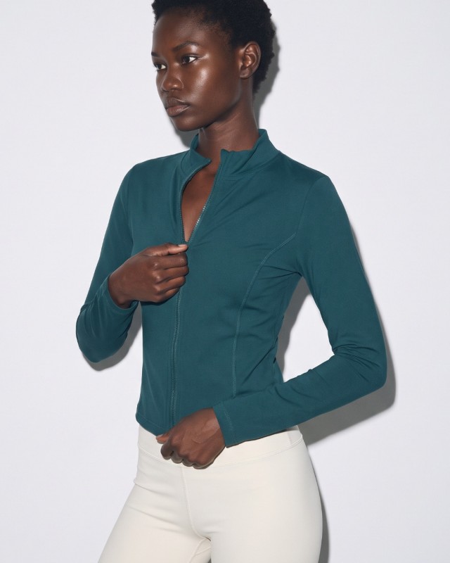 Slim-Fit Crop Ζακέτα - deep teal 