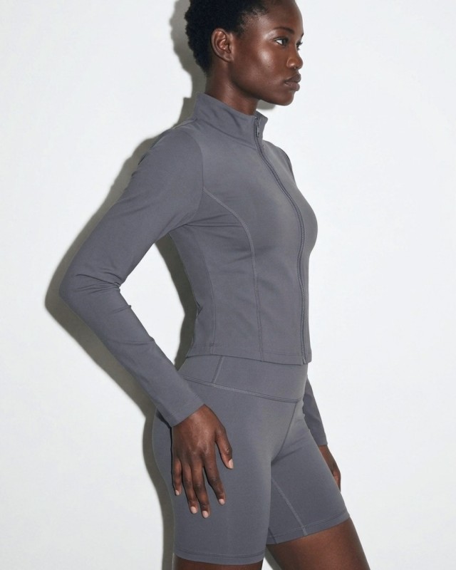 Slim-Fit Crop Ζακέτα - grey