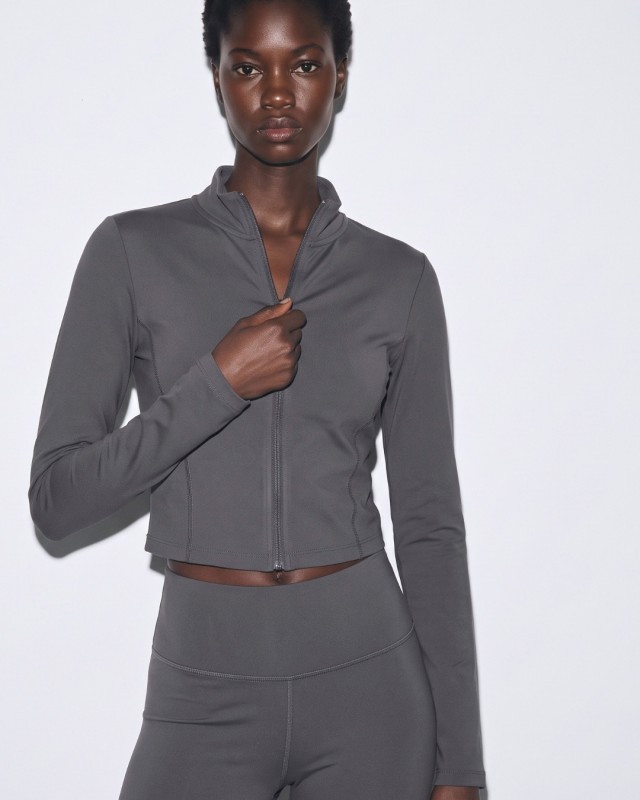 Slim-Fit Crop Ζακέτα - grey