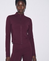Slim-Fit Crop Ζακέτα - dark plum