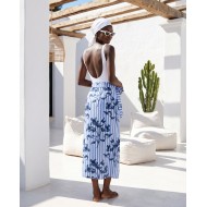 Φούστα παρεό με δέσιμο blue floral