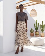 Printed Chiffon Maxi Skirt – Cream Paisley