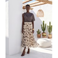 Printed Chiffon Maxi Skirt – Cream Paisley